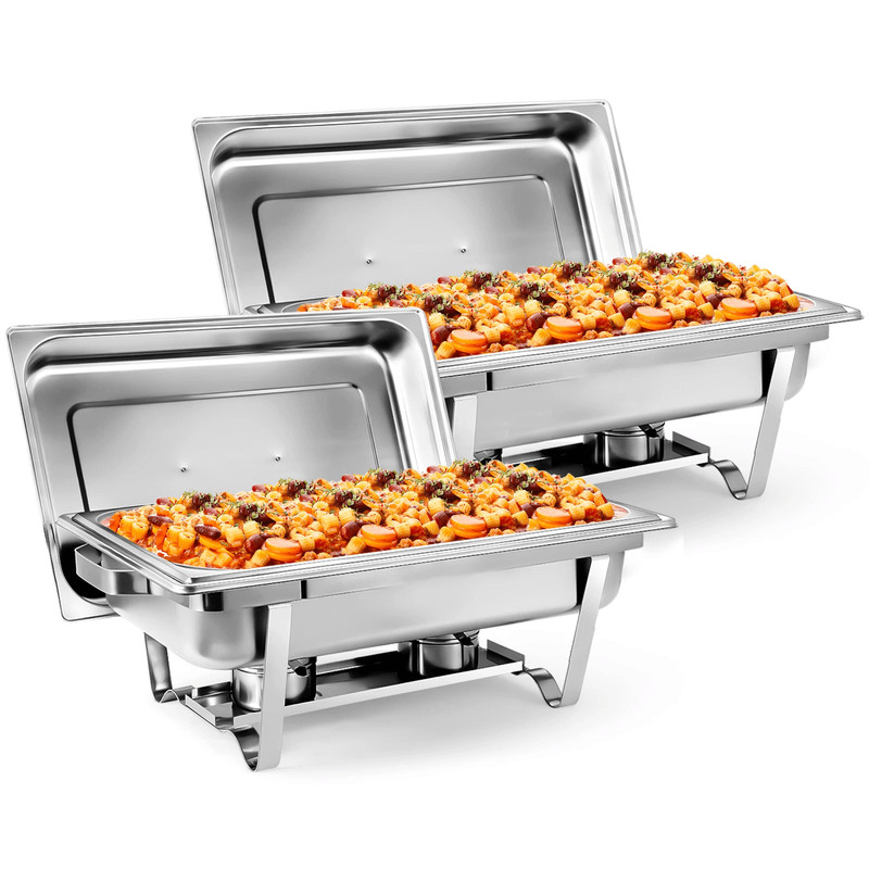 Stainless Steel Chafing Dish Buffet Set With Water Pan  Fuel Holder Full Size Catering Chafer For P 0