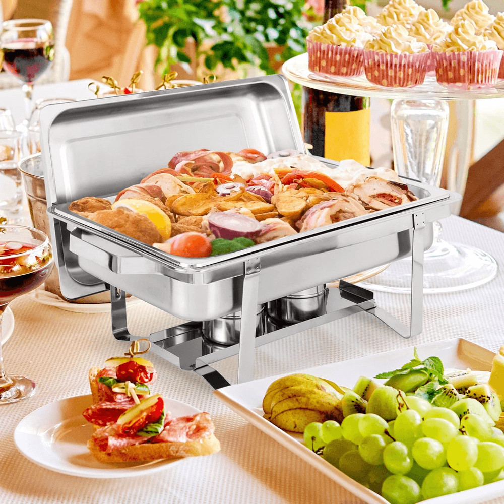 Stainless Steel Chafing Dish Buffet Set With Water Pan  Fuel Holder Full Size Catering Chafer For P 6