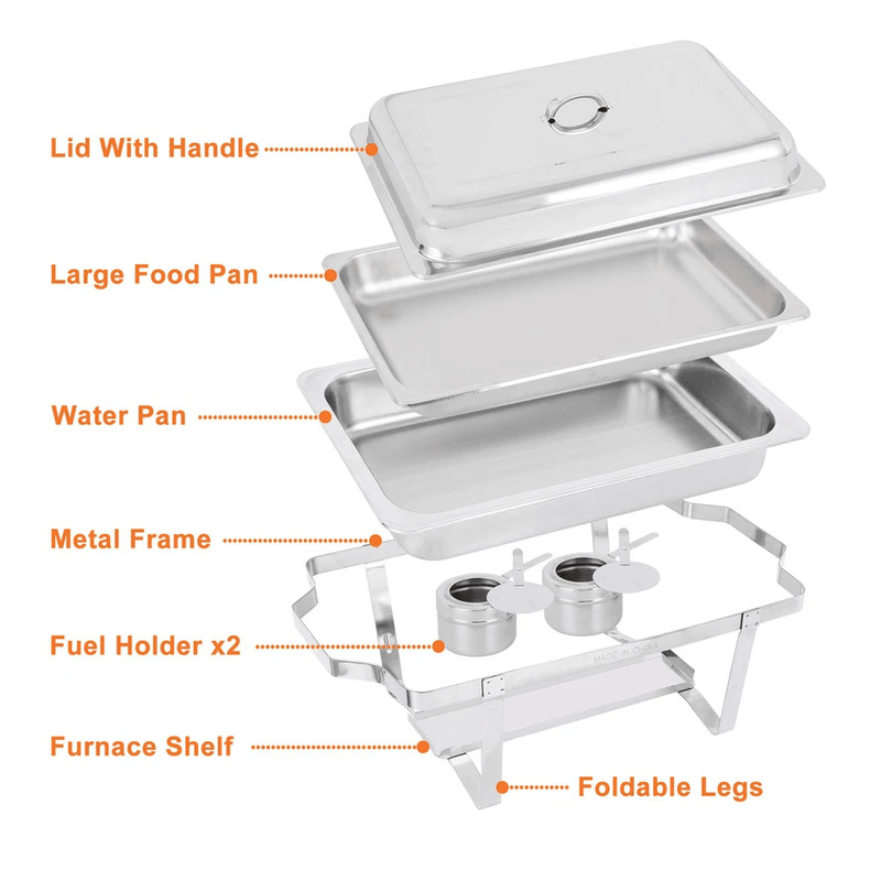Stainless Steel Chafing Dish Buffet Set With Water Pan  Fuel Holder Full Size Catering Chafer For P 1