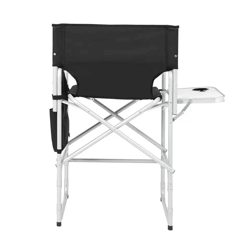 Tall Directors Chair Black Aluminum Folding Chair With Footrest Cup Holder Portable For Outdoor 0