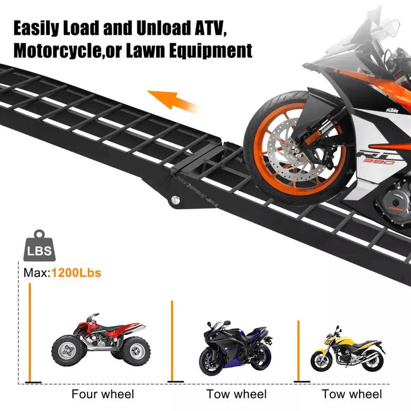 Pair Of 10ft Folding Aluminum Arch ATV Ramps  Lightweight Portable 1200 Lbs Capacity 6
