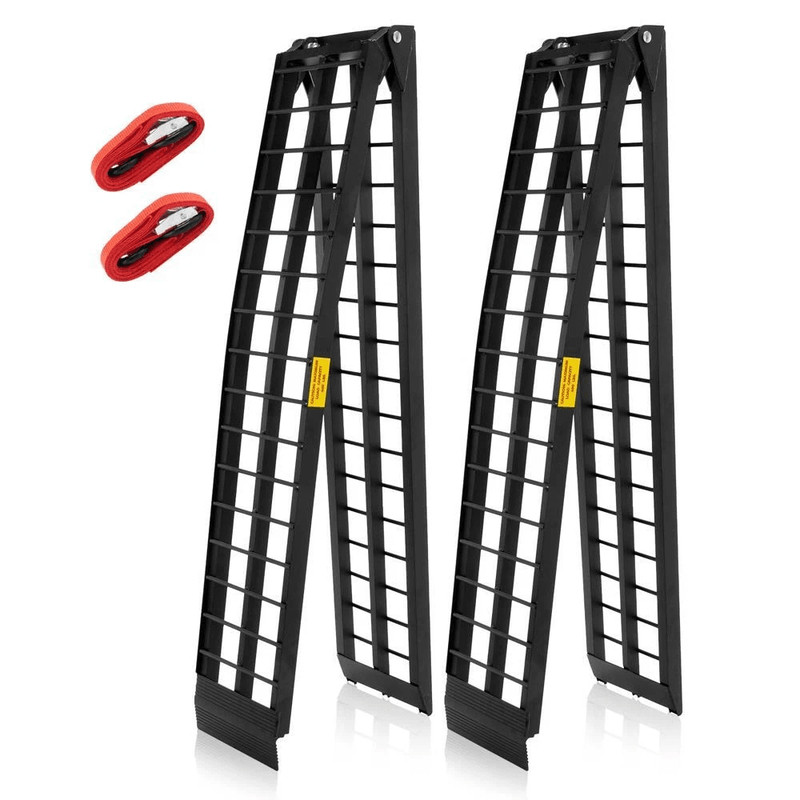 Pair Of 10ft Folding Aluminum Arch ATV Ramps  Lightweight Portable 1200 Lbs Capacity 0