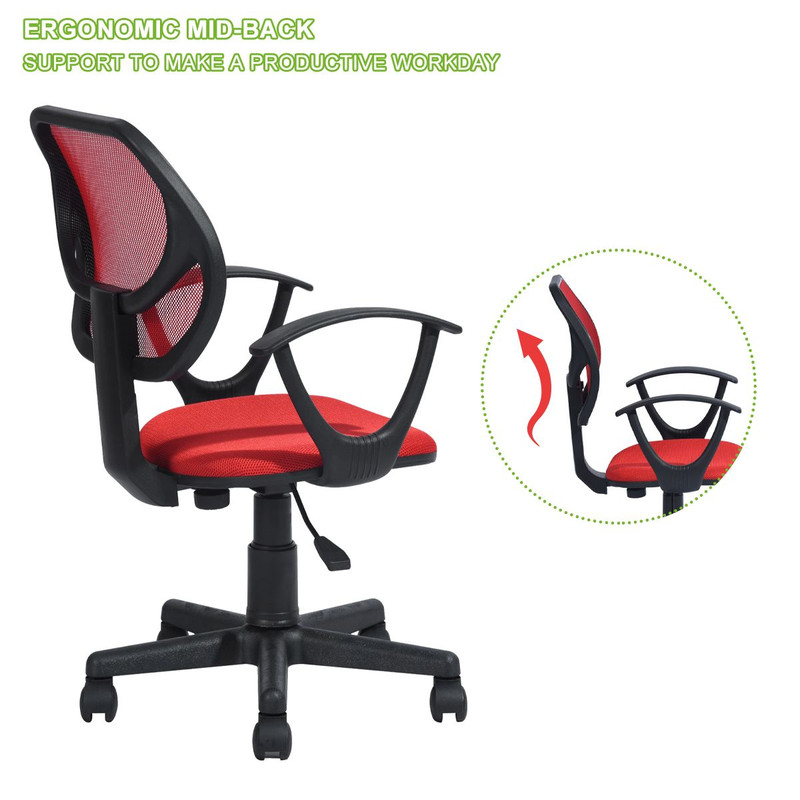 Adjustable Ergonomic Mesh Swivel Computer Office Desk Task Chair Mid Back Rolling Seat With Lumbar  2