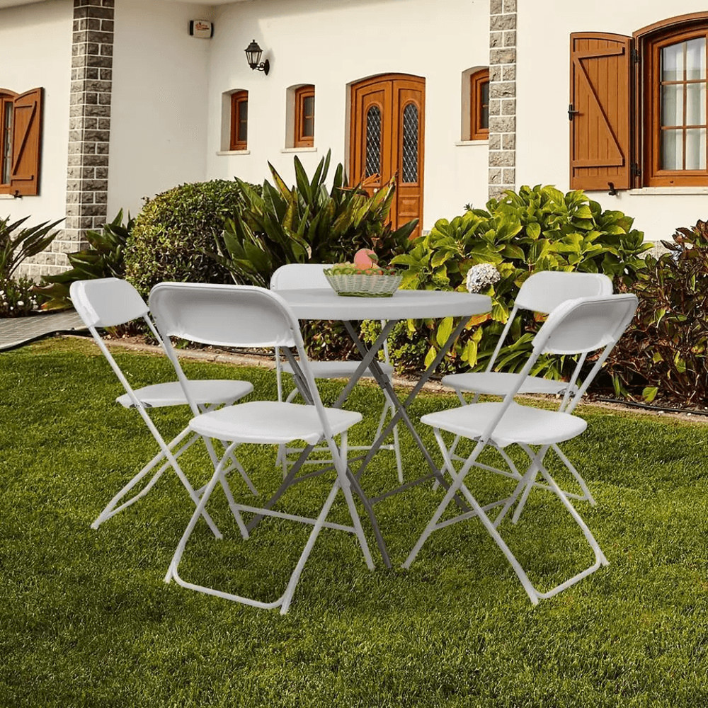 White Plastic Folding Chairs Stackable Portable Seating For Weddings Parties Camping Dining  Home U 3