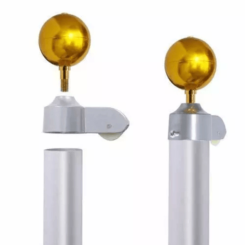 Sectional Aluminum Flagpole Kit HeavyDuty Outdoor InGround Flag Pole With Gold Ball Finial 1