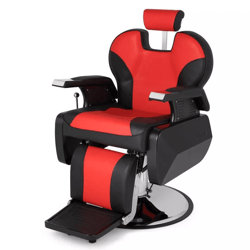 all purpose hydraulic recline barber chair, black & red salon beauty equipment