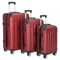 Wine Red 3Piece Luggage Set ABS Hard Shell Trolley Suitcases With TSA Lock Spinner Wheels CarryOn 0