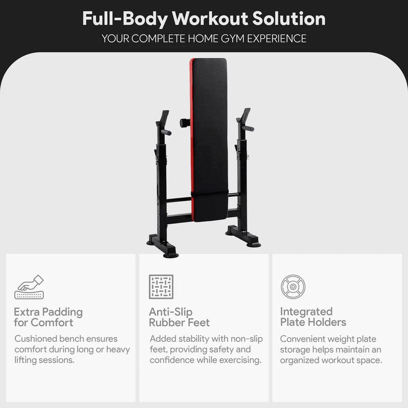 BalanceFrom Adjustable Workout Station With Squat Rack Multifunctional Home Gym Bench For Strength 4