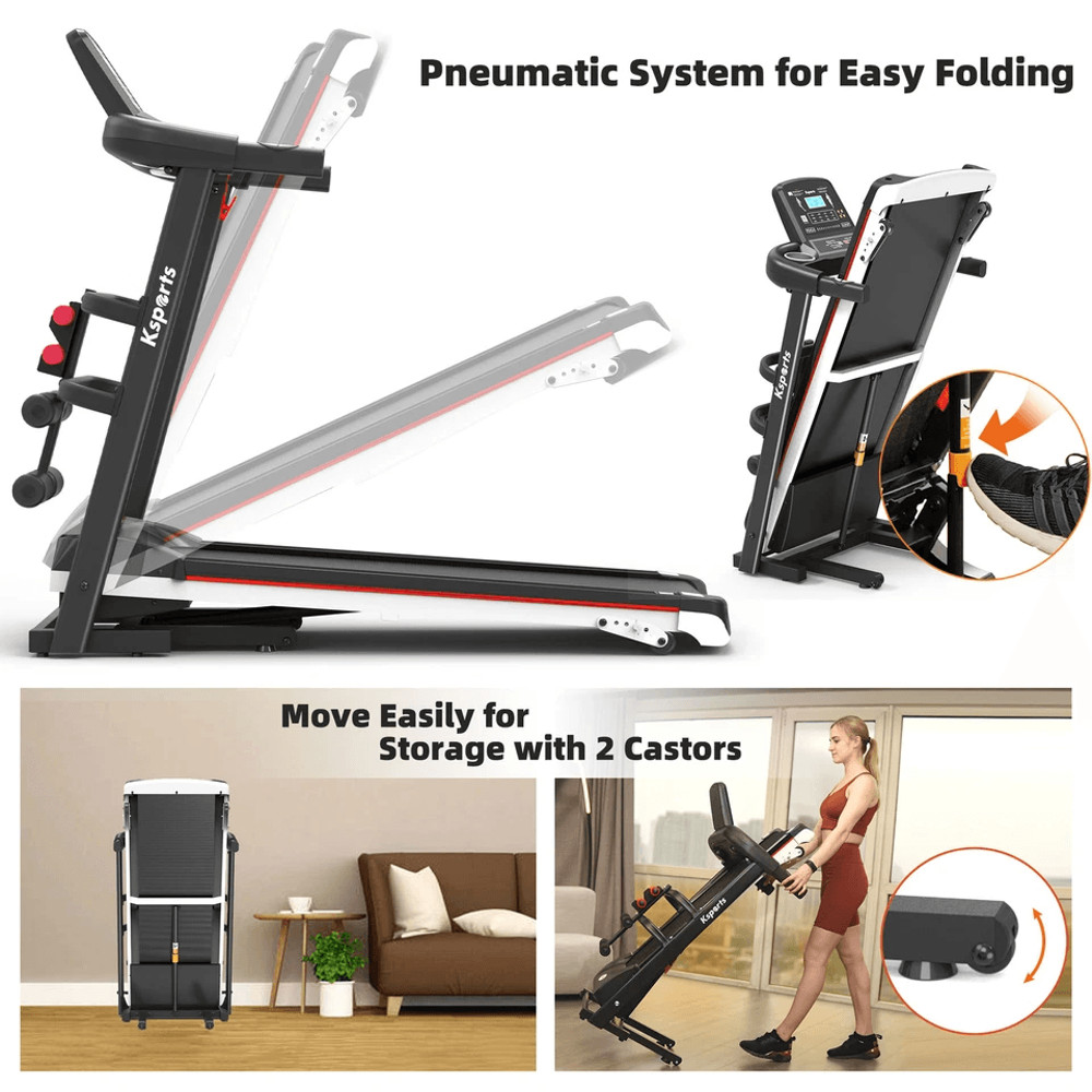Foldable Home Treadmill With Bluetooth Fitness Tracking App Compact Quiet And Joint Friendly 1