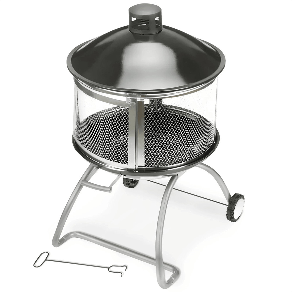 Four Seasons Courtyard Portable Fire Pit With Sliding Door Design Outdoor BBQ Grill With Screen Han 0