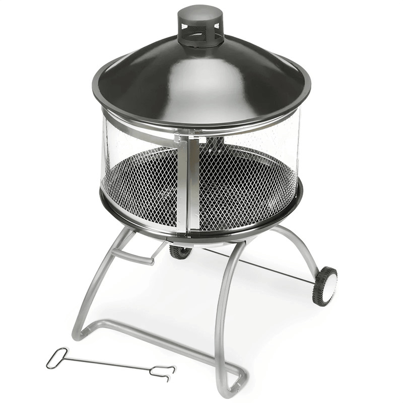 Four Seasons Courtyard Portable Fire Pit With Sliding Door Design Outdoor BBQ Grill With Screen Han 0