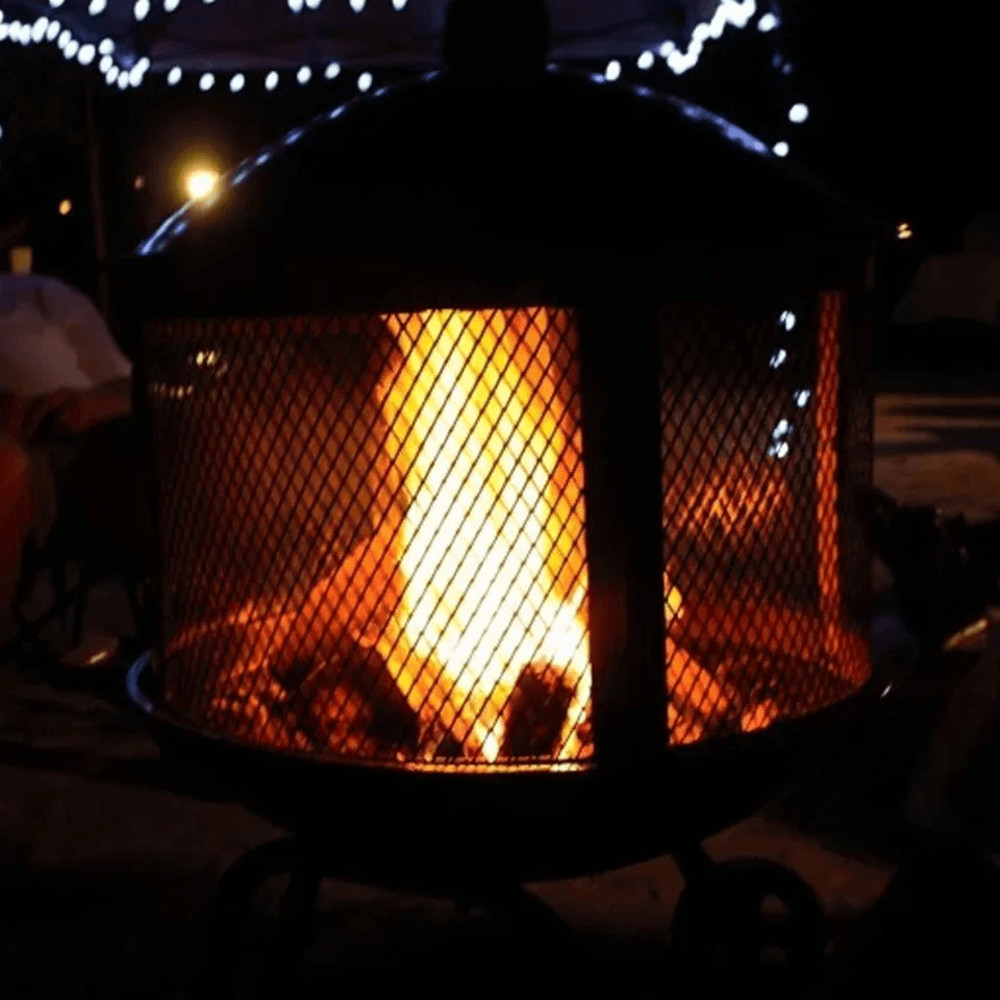 Four Seasons Courtyard Portable Fire Pit With Sliding Door Design Outdoor BBQ Grill With Screen Han 1