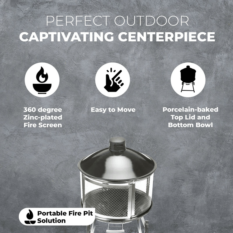 Four Seasons Courtyard Portable Fire Pit With Sliding Door Design Outdoor BBQ Grill With Screen Han 2