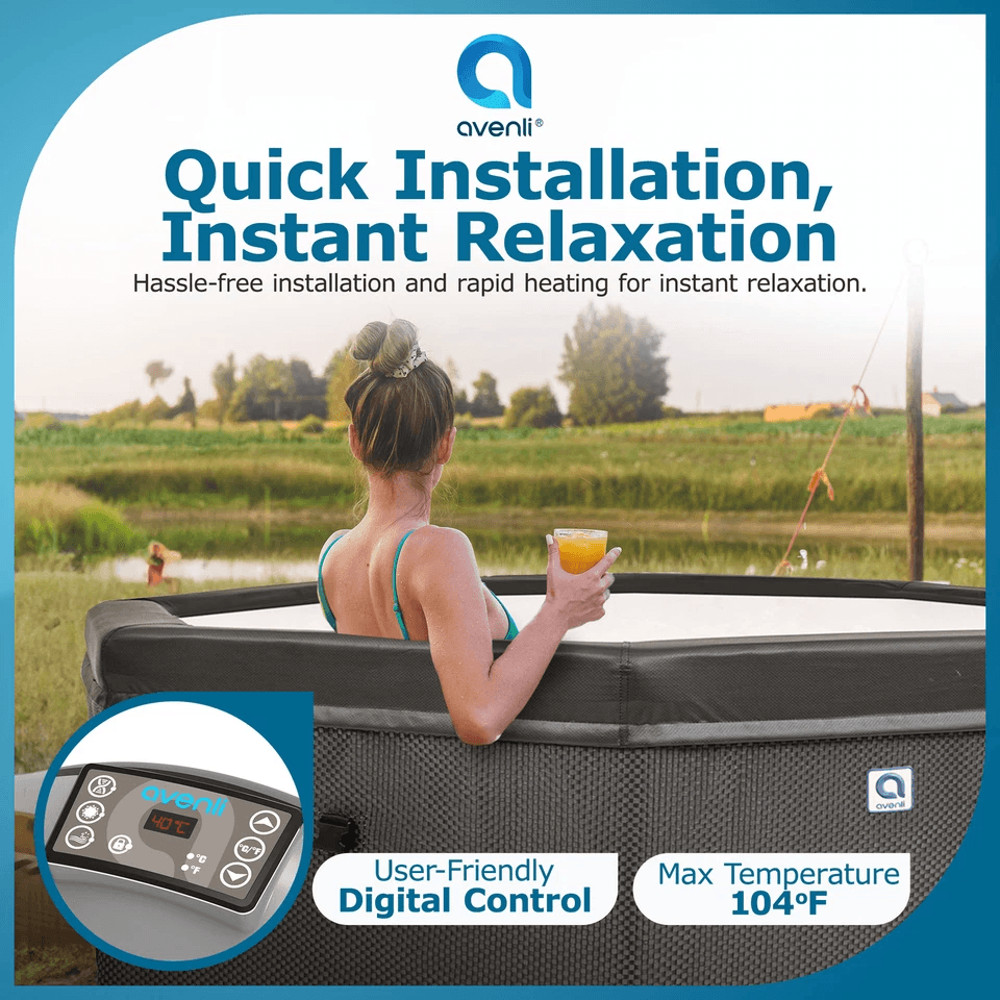 JLeisure Aegean 1200L 65 6Person Rigid Foam Wall Hot Tub Spa  Black  Efficient Outdoor Bubble Spa 8