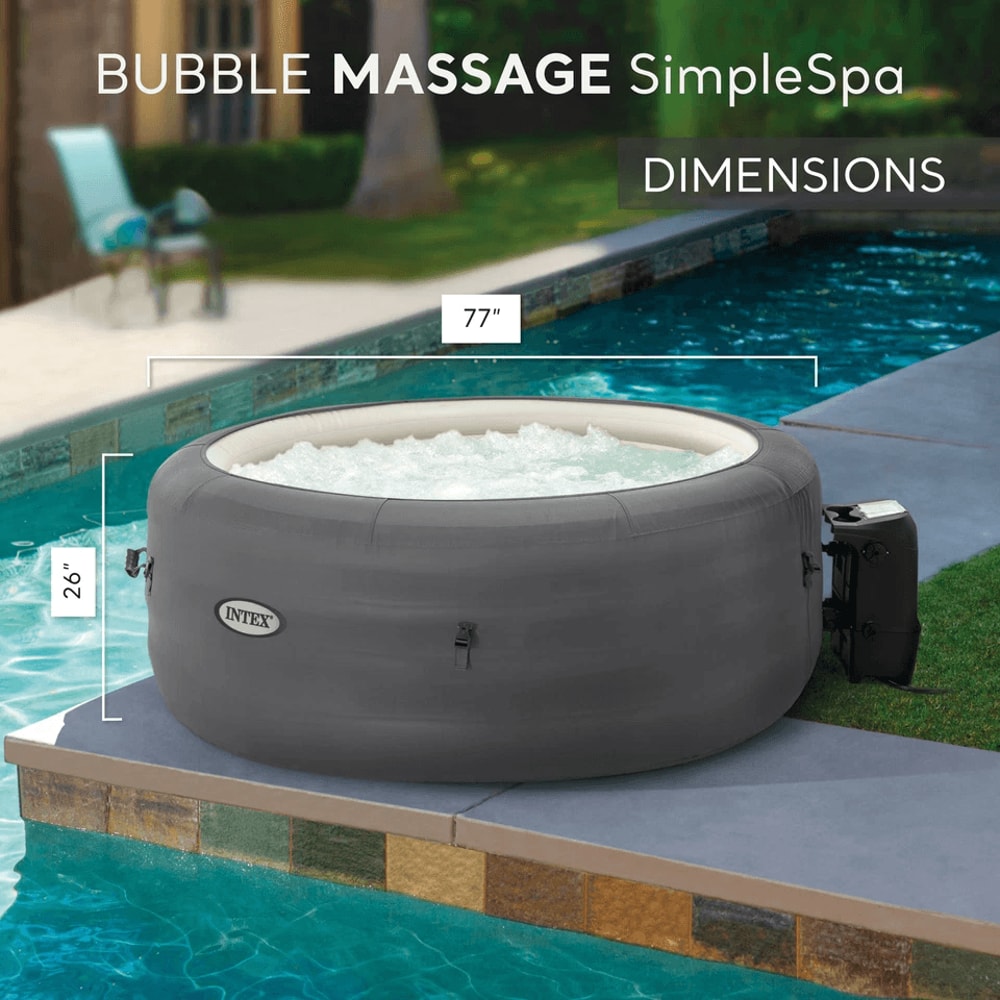 Intex SimpleSpa 4 Person Inflatable Hot Tub Bubble Massage Spa With Insulated Cover Grey 5