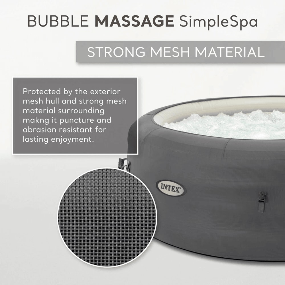 Intex SimpleSpa 4 Person Inflatable Hot Tub Bubble Massage Spa With Insulated Cover Grey 3