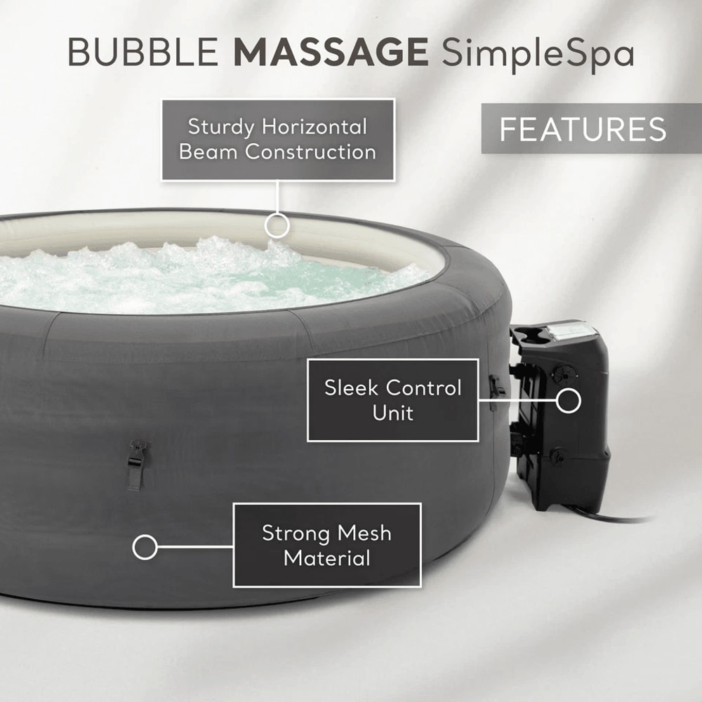 Intex SimpleSpa 4 Person Inflatable Hot Tub Bubble Massage Spa With Insulated Cover Grey 4
