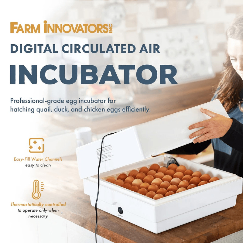 White Digital Air Incubator By Farm Innovators Automatic Egg Turner Egg Hatch LED Display  Candler  2