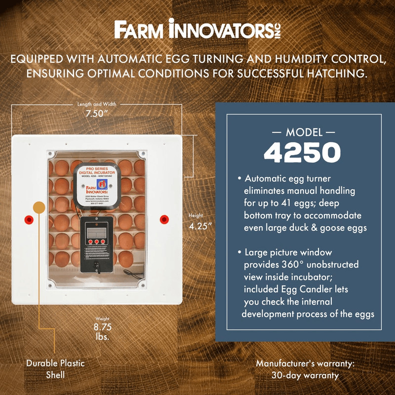 White Digital Air Incubator By Farm Innovators Automatic Egg Turner Egg Hatch LED Display  Candler  1
