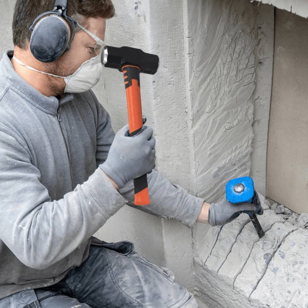 GROZ 4 Lb Hard Face Sledge Hammer 16 Fiberglass Handle HeavyDuty Demolition Tool 3