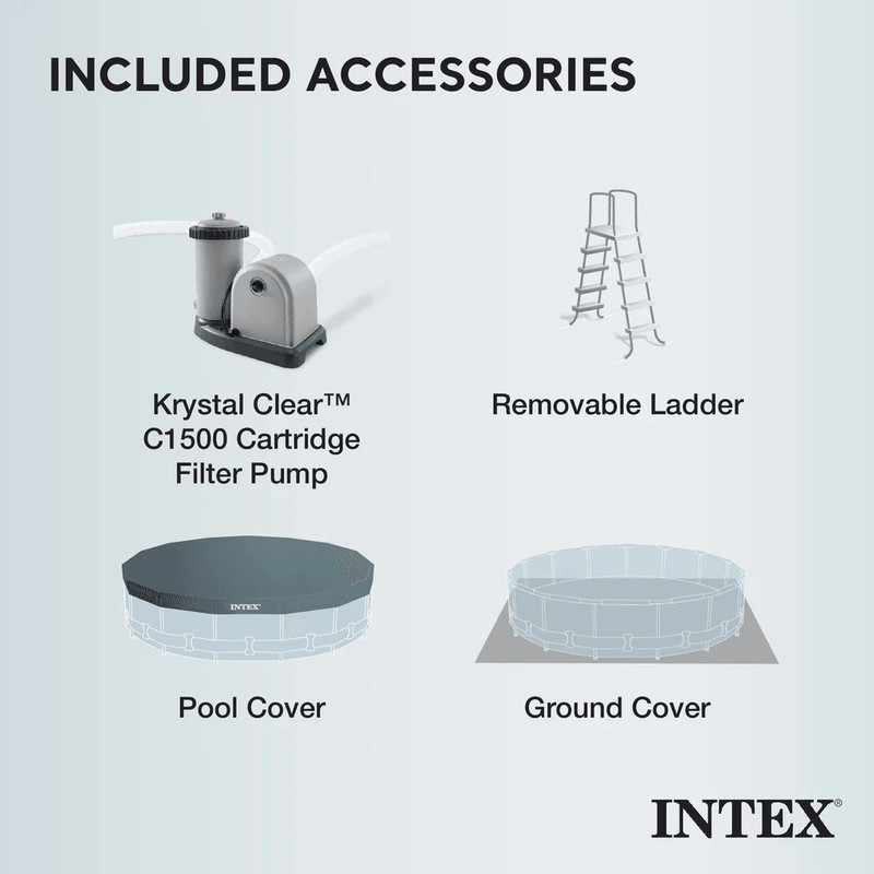 Intex Prism Frame Above Ground Swimming Pool Set With Filter Pump Durable Family Backyard Pool 2