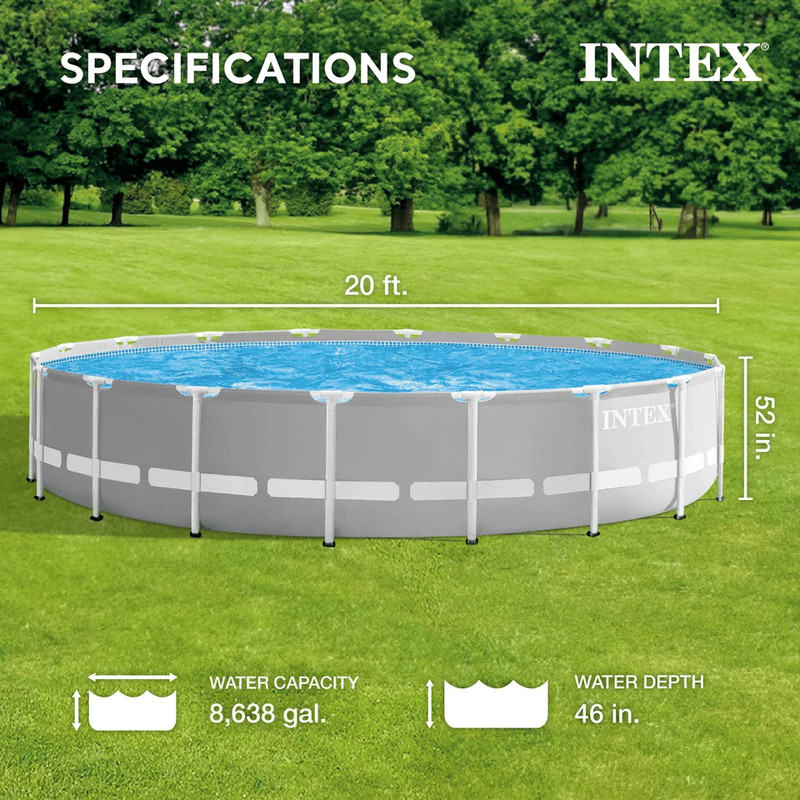 Intex Prism Frame Above Ground Swimming Pool Set With Filter Pump Durable Family Backyard Pool 1