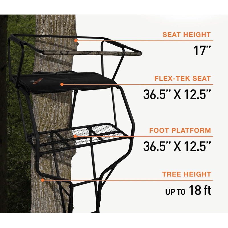 Big Game Guardian XLT Foot Deer Hunting Ladder Climbing Tree Stand Elevated Stand With FlexTek Seat 5