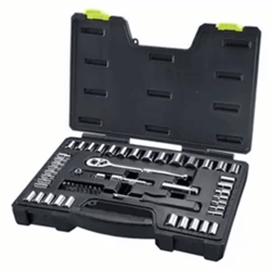 master mechanic sae & metric socket set, drive tool kit with ratchet, bits, and case