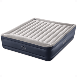 king size intex dura beam plus deluxe air mattress with built-in pump, inflatable blow up bed for camping, home use