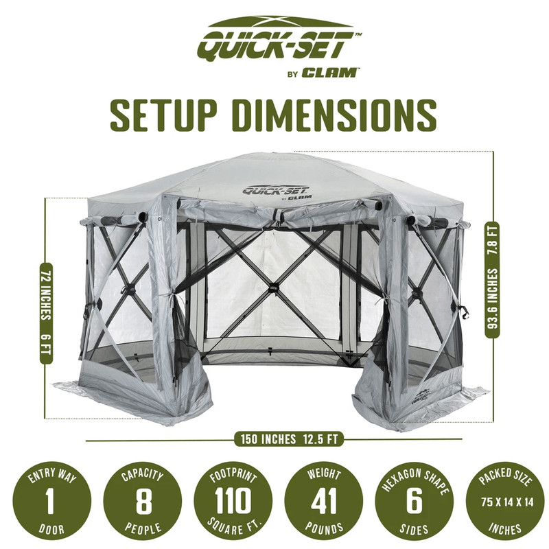 CLAM QuickSet Pavilion Foot Portable Outdoor Canopy Shelter PopUp Tent For Camping Picnics Events 10
