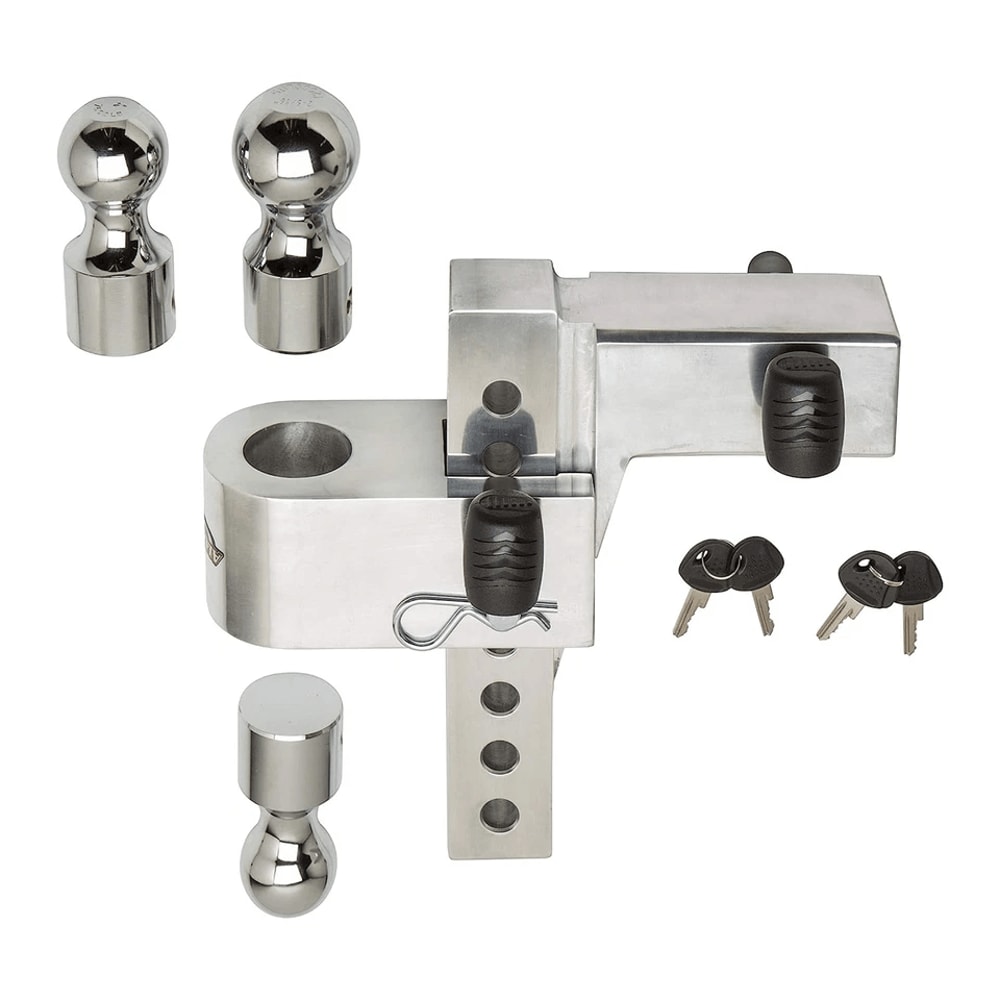 HD Drop Uriah Products Adjustable Aluminum Hitch Mount Interchangeable Balls High Capacity Fits Rec 6