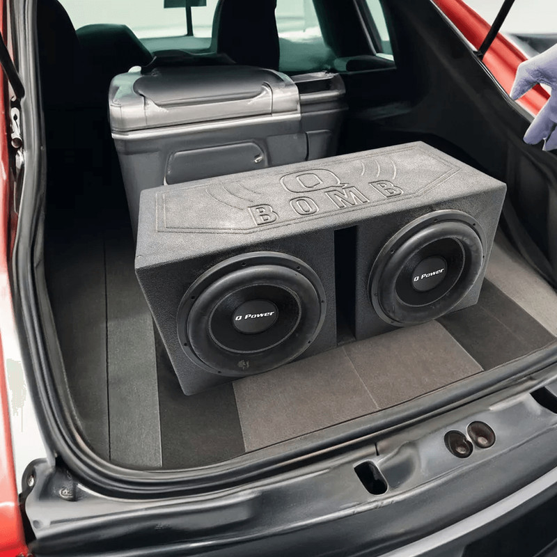 Dual Vented Ported Subwoofer Box With Bedliner Spray Heavy Duty MDF Enclosure For Deep Bass 2
