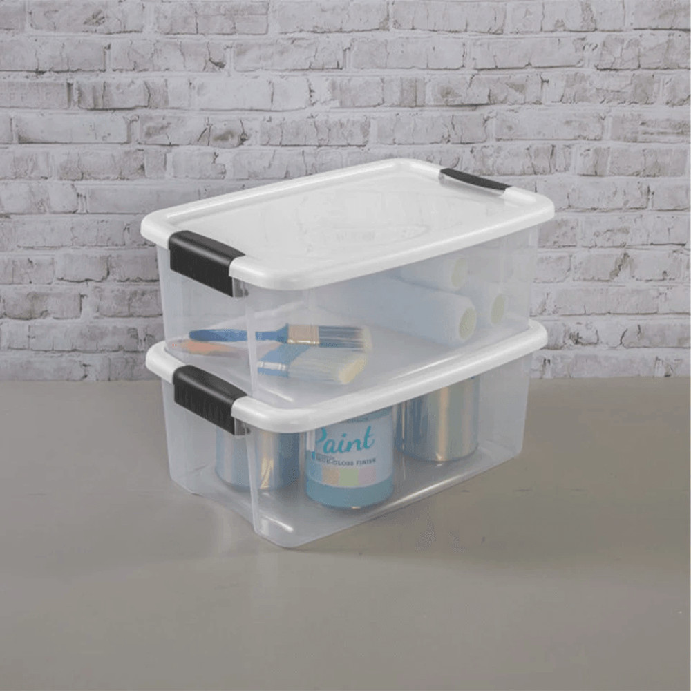 Sterilite Clear Plastic Stackable Storage Bin W White Latch Lid Durable Totes For Home Garage Attic 5