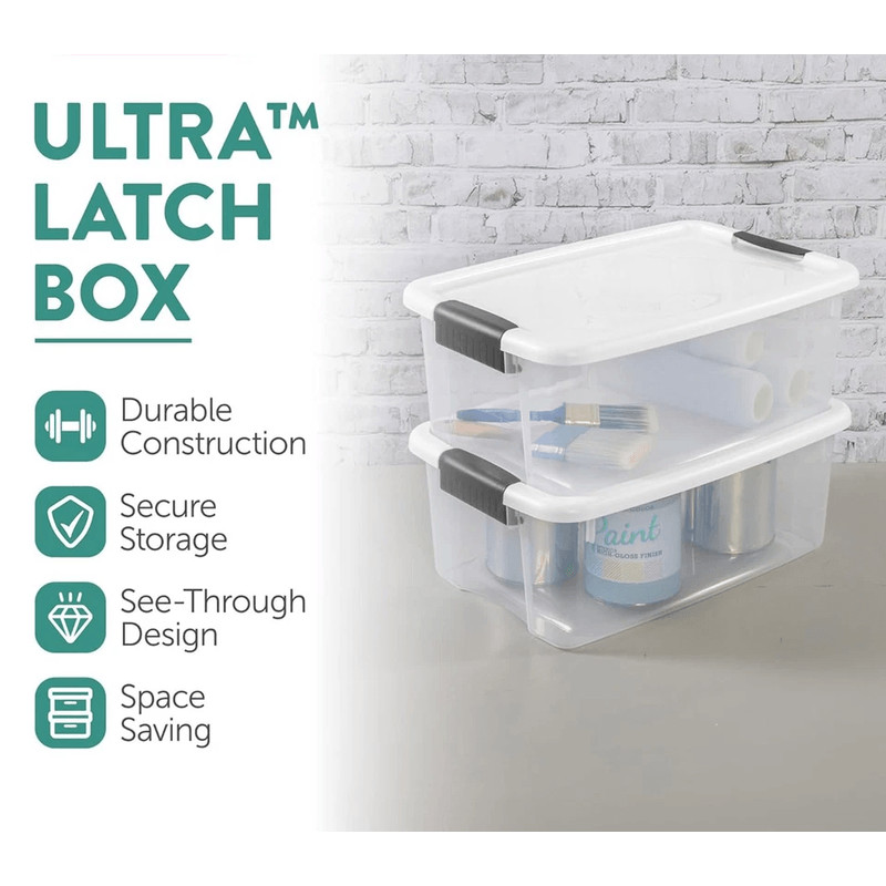 Sterilite Clear Plastic Stackable Storage Bin W White Latch Lid Durable Totes For Home Garage Attic 11