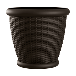 suncast willow resin wicker patio planter pot, java, indoor outdoor decorative garden flower pot