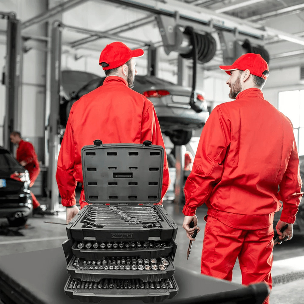 Master Mechanic SAE Metric Socket And Tool Set With Case Complete Mechanics Kit With Ratchets Wren 1