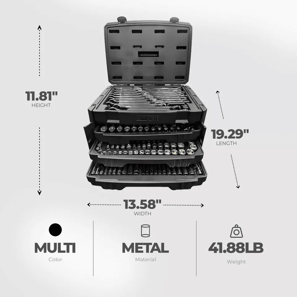 Master Mechanic SAE Metric Socket And Tool Set With Case Complete Mechanics Kit With Ratchets Wren 5