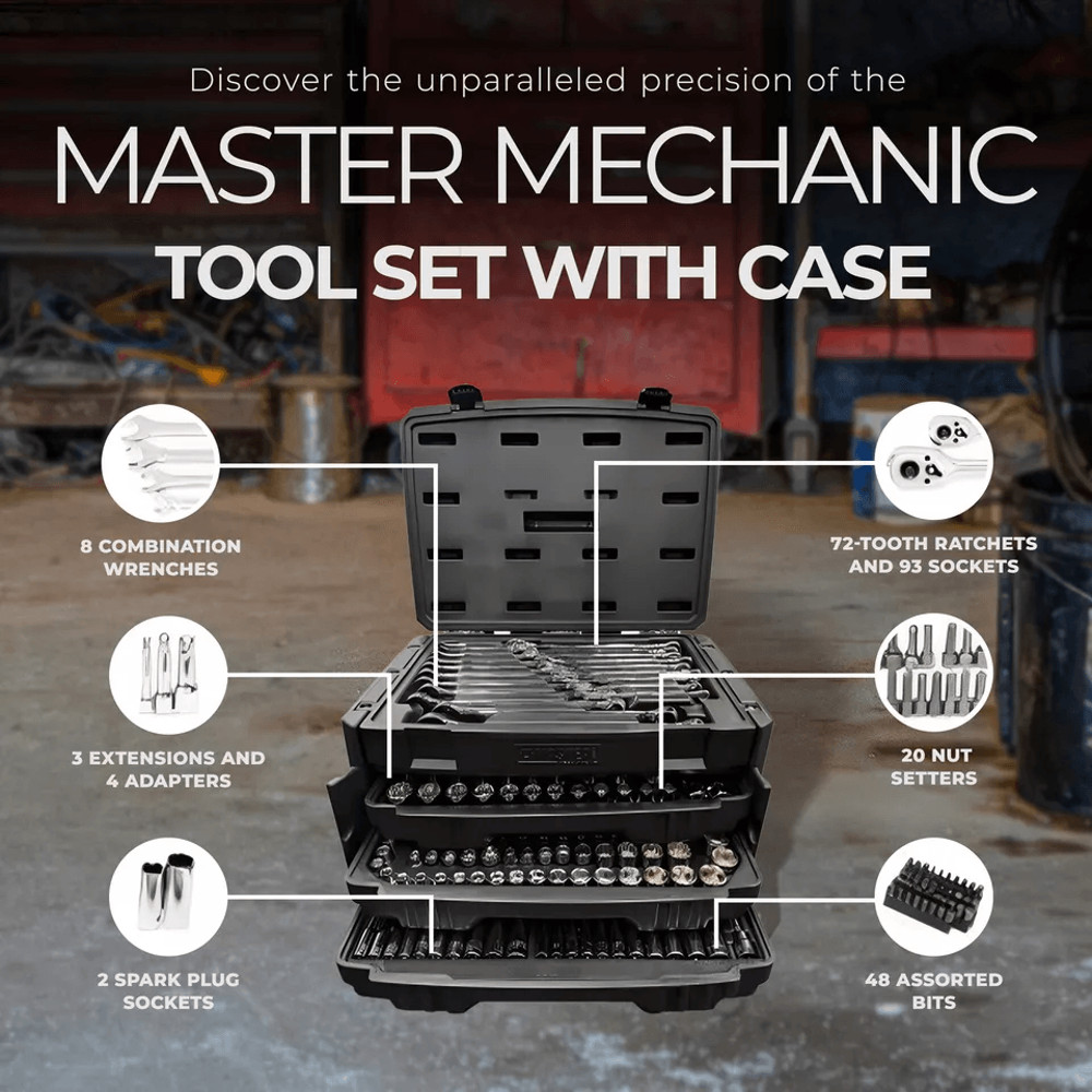Master Mechanic SAE Metric Socket And Tool Set With Case Complete Mechanics Kit With Ratchets Wren 3