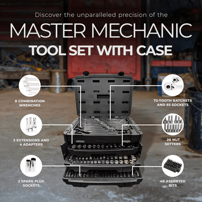 Master Mechanic SAE Metric Socket And Tool Set With Case Complete Mechanics Kit With Ratchets Wren 3