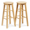 PJ Wood Classic Round Seat 29 Tall Kitchen Counter Stools Natural Wood Backless Bar Chairs Set Of 6 7