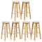 PJ Wood Classic Round Seat 29 Tall Kitchen Counter Stools Natural Wood Backless Bar Chairs Set Of 6 0