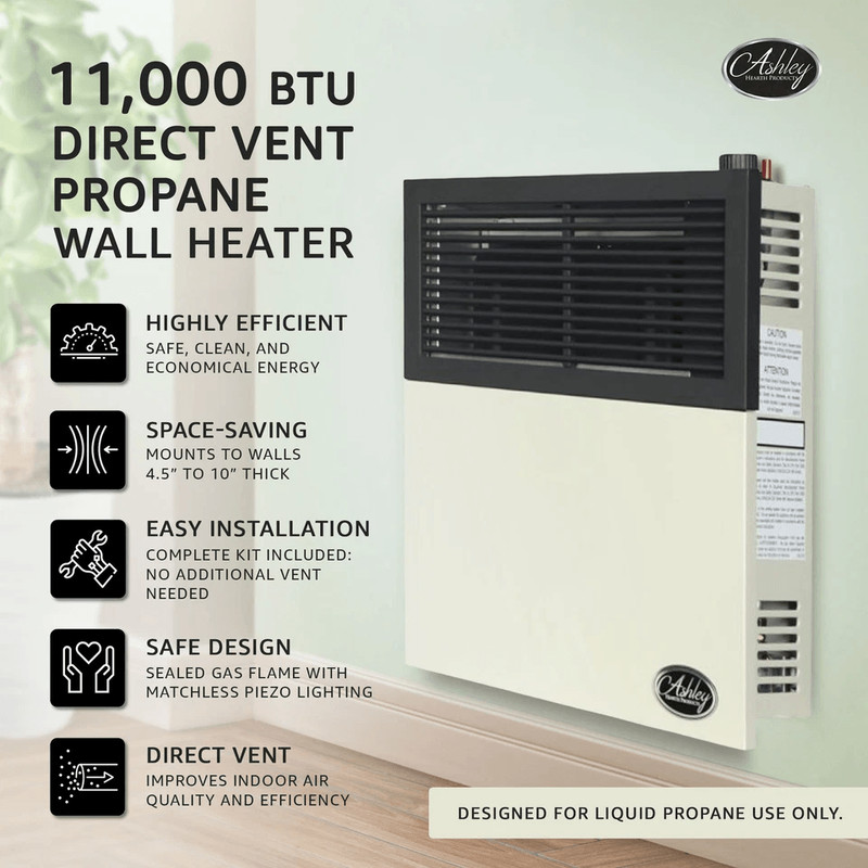 Ashley Hearth BTU Direct Vent Liquid Propane Wall Mount Heater Indoor Safe Heating For Homes Cabins 4