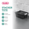Industrial Storage Totes With Latch Clip Lids Black Stackable HeavyDuty Plastic Bins For Garage Hom 1
