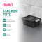 Industrial Storage Totes With Latch Clip Lids Black Stackable HeavyDuty Plastic Bins For Garage Hom 1