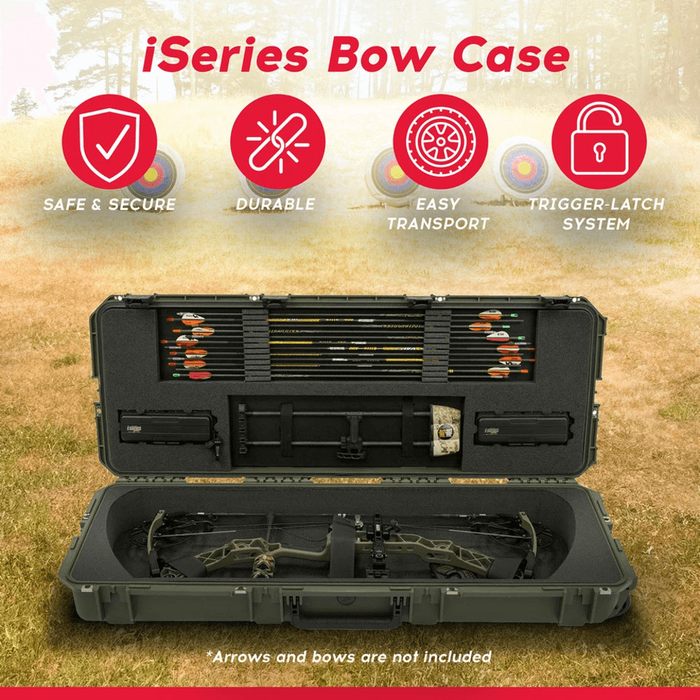 SKB Cases ISeries Hard Exterior Parallel Limb Bow Case Green Archery Case With Wheels TSAReady Latc 2