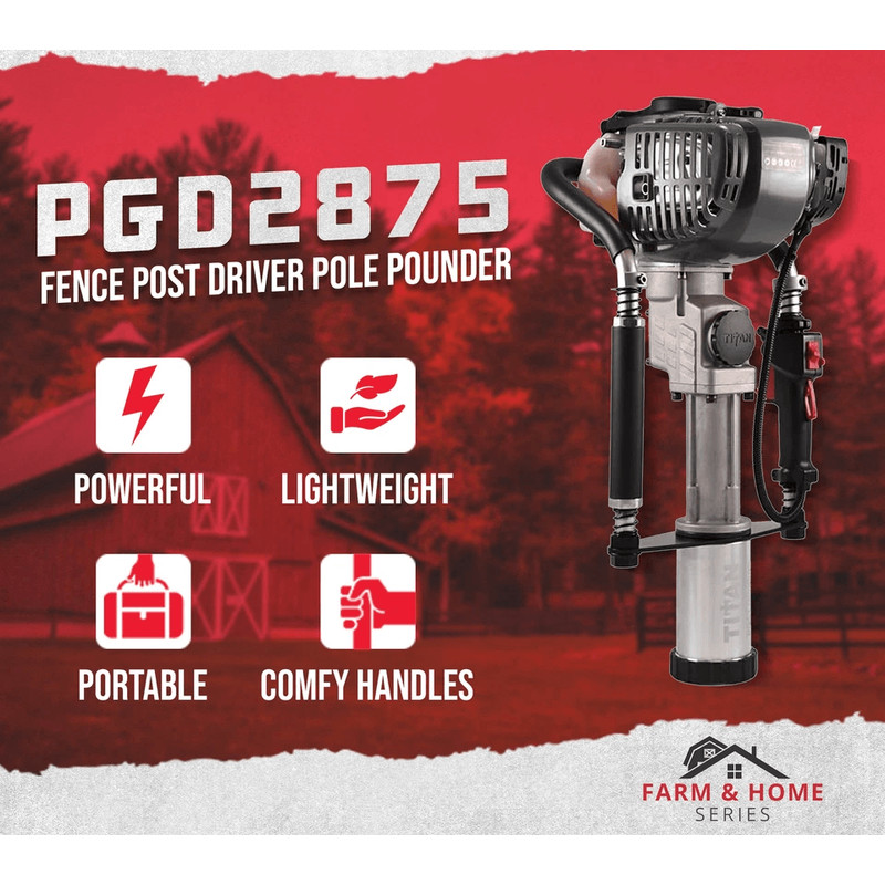 Titan InBarrel HP Gas Powered Fence Post Driver Lightweight Pole Pounder For Signs Rebar LightDuty 4