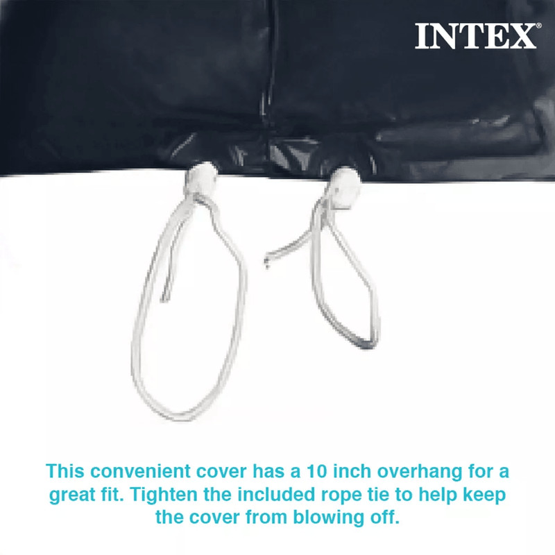 Intex Round Above Ground Swimming Pool Cover HeavyDuty Vinyl UVResistant With Overhang TieDowns 2