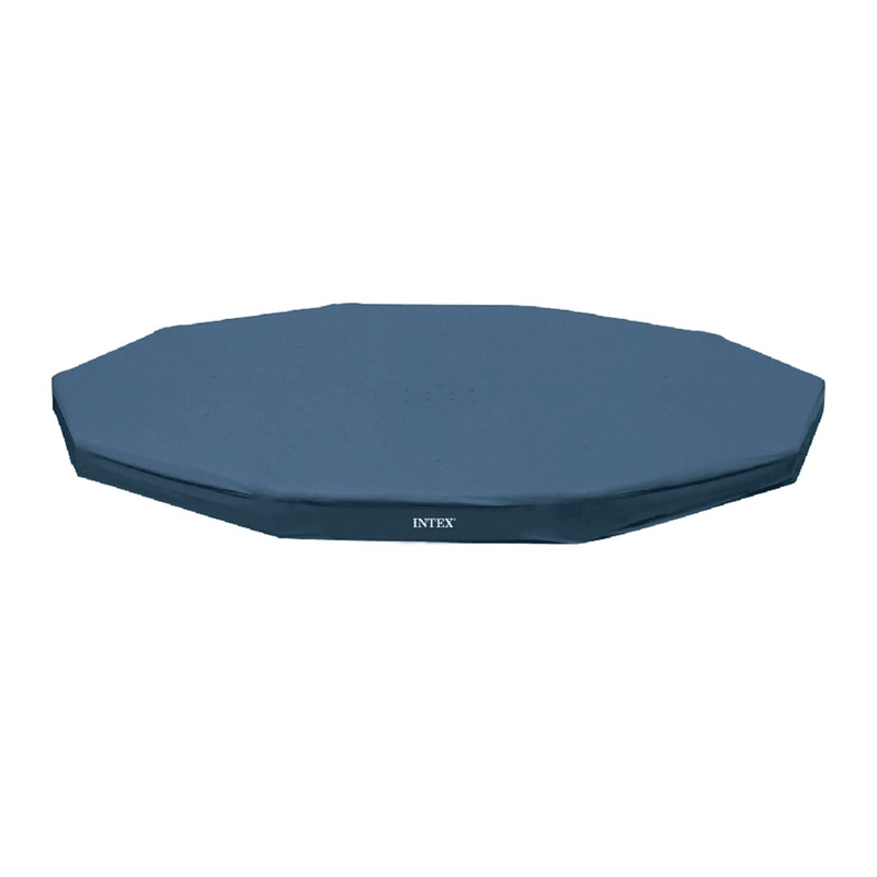 Intex Round Above Ground Swimming Pool Cover HeavyDuty Vinyl UVResistant With Overhang TieDowns 0