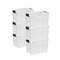 Sterilite 30 Clear Plastic Stackable Storage Bin Latch Lid White Durable Home Garage Organization 0