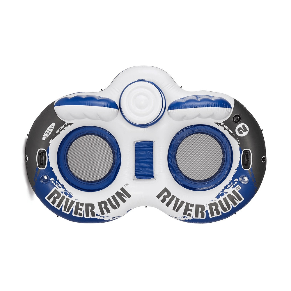 Intex River Run Inflatable Tube Raft Float With Cooler Lake Pool Lounge With Backrests Mesh Bottom 8